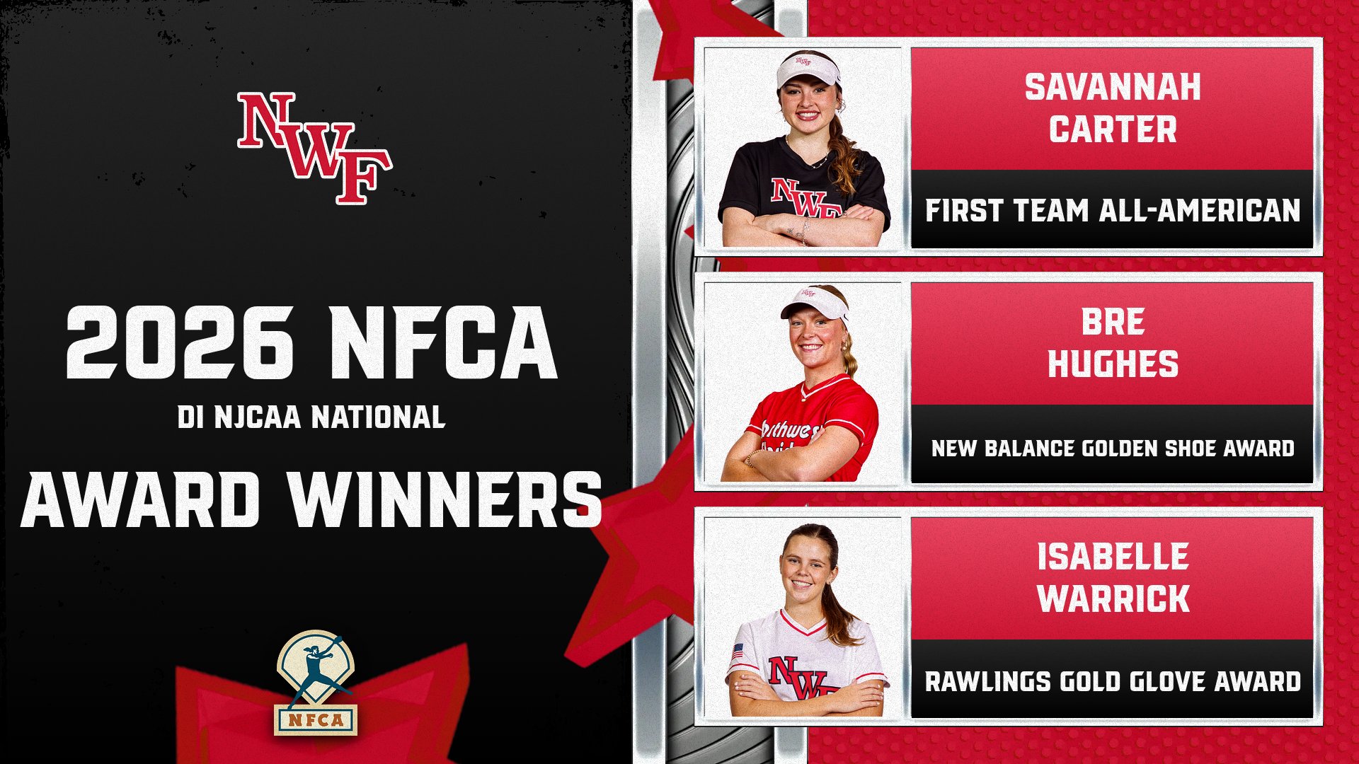 Three Raiders Earn NFCA National Honors